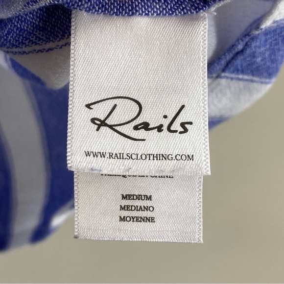Rails Women’s Blue and White Striped Cropped Button Front Shirt Blouse Sz M - Picture 5 of 11